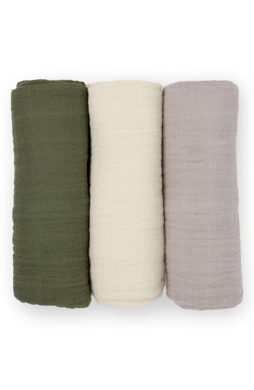 little unicorn 3-Pack Organic Cotton Muslin Swaddle Blankets in Fern 2 at Nordstrom