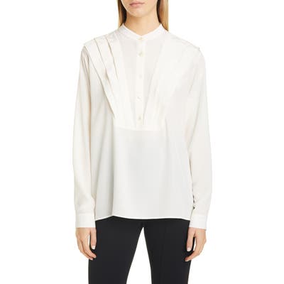 Stella Mccartney Pleated Bib Silk Shirt, US / 40 IT - Pink