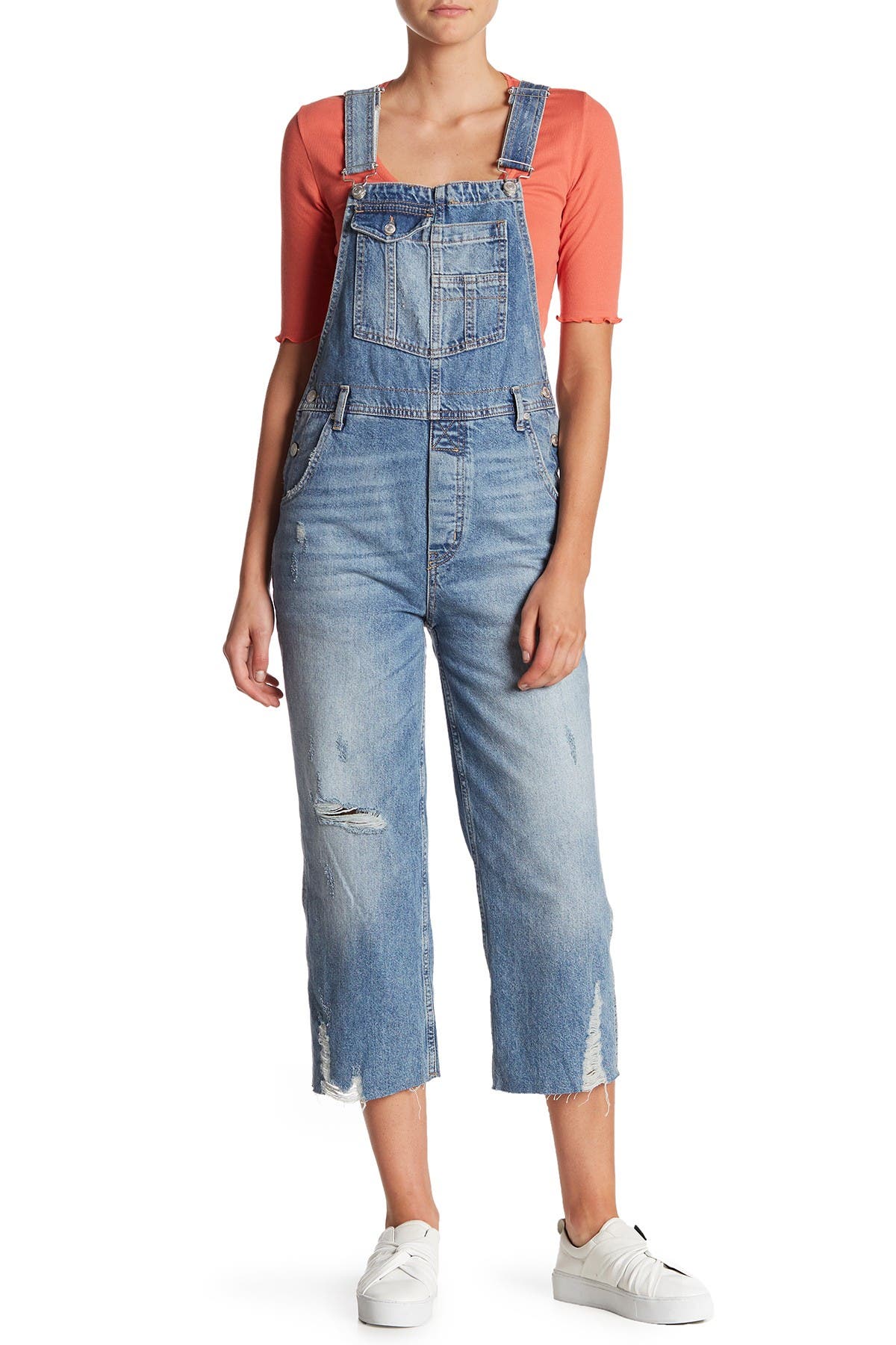 boyfriend distressed overalls