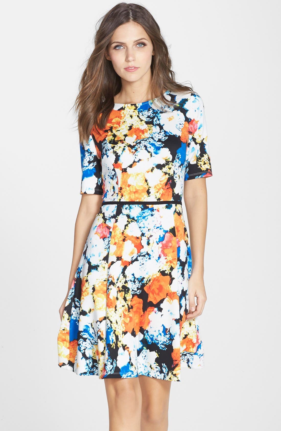 Maggy London Floral Print Scuba Fit & Flare Dress (Regular & Petite ...