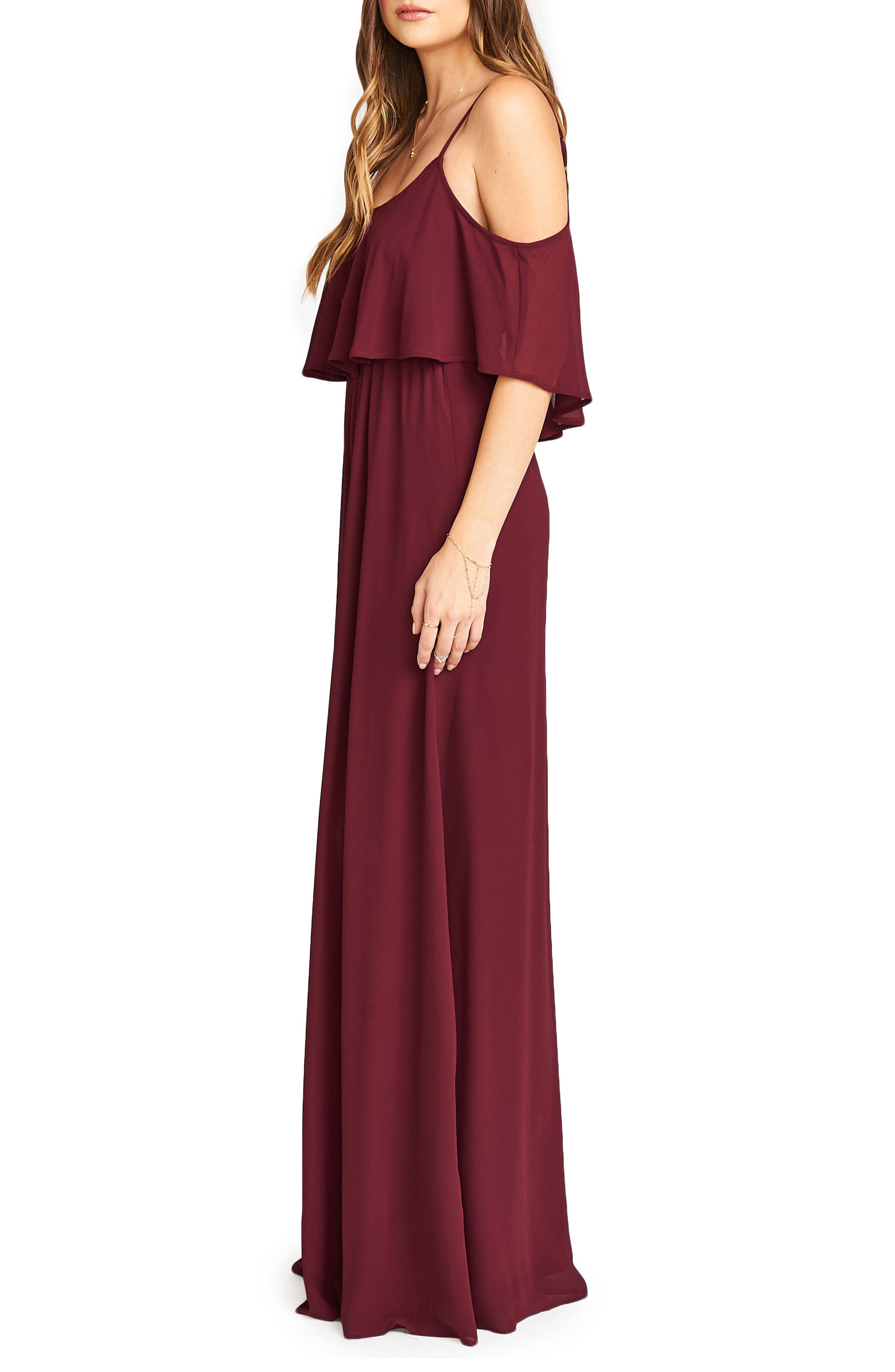 caitlin cold shoulder chiffon gown