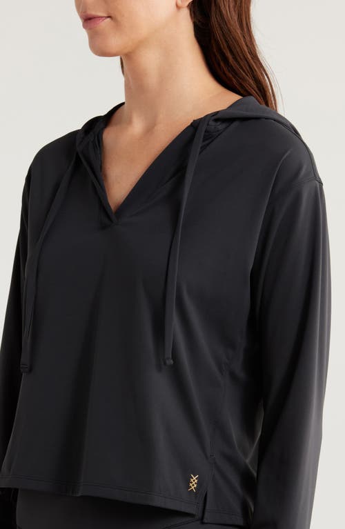 Shop Rhone Serene Stretch Nylon Hoodie In Black