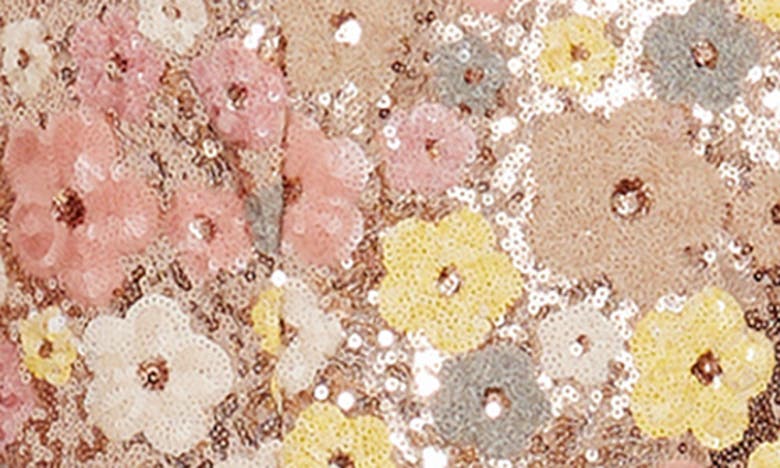 Dress The Population Janelle Floral Sequin Gown In Rose Gold Multi