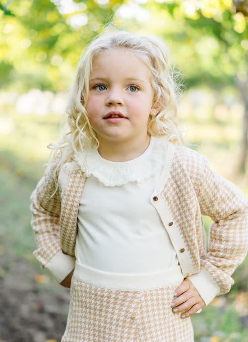 Hope & Henry Baby Girls' Ruffle Neck Knit Top, Infant In Soft White
