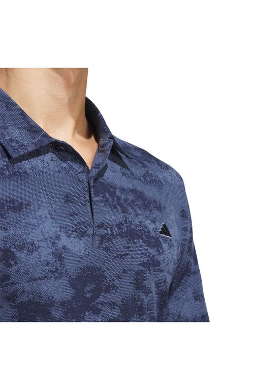 Shop Adidas Golf Go-to Print Performance Golf Polo In Collegiate Navy