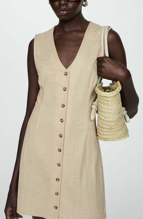 Mango Short Buttoned Dress Beige In Beige