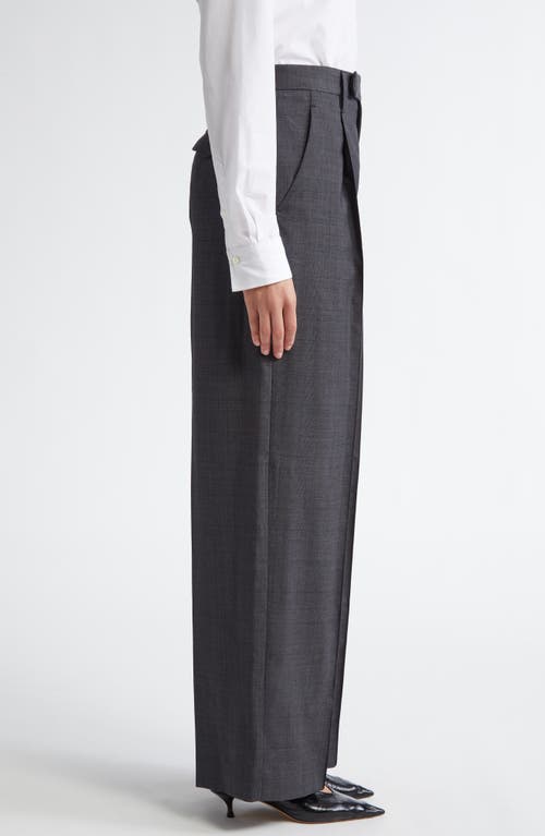 Shop Maria Mcmanus High Waist Stretch Wool Wide Leg Trousers In Charcoal Glen Plaid