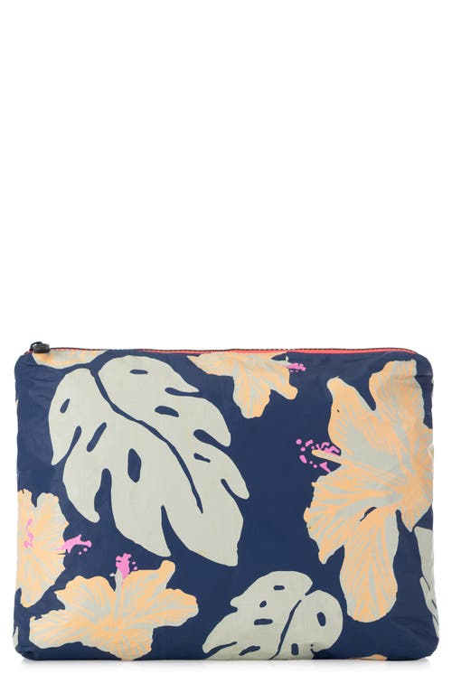 Shop Aloha Collection Medium Water Resistant Tyvek® Zip Pouch In Neon Moon On Navy