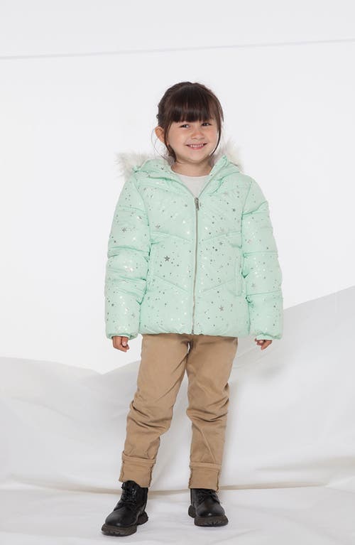 Rokka&rolla Kids' Heavyweight Puffer Jacket In Mist With Silver Star