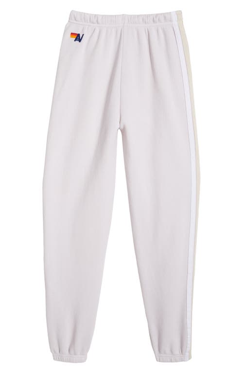 Aviator Nation Stripe Sweatpants In Dove Grey/white Grey