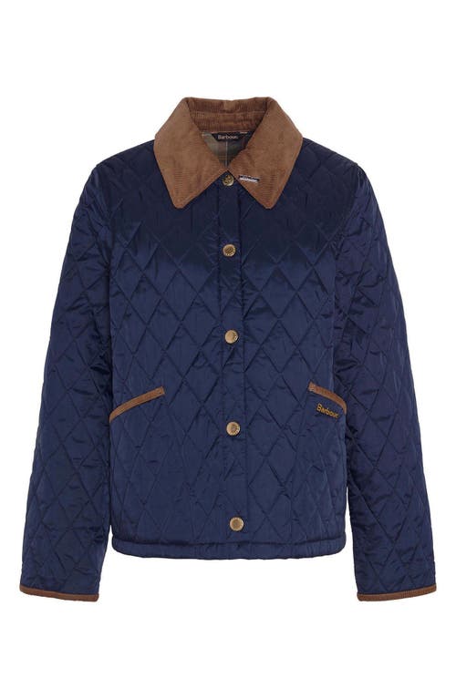 Barbour 30th Anniversary Cropped Liddesdale Womens Quilt In Navy/classic