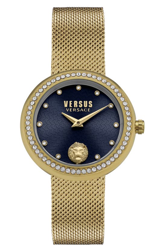 Versus Lea Women's 2 Hand Quartz Movement And Ion Plating Yellow Gold-tone Bracelet Watch 35mm In Blue/gold