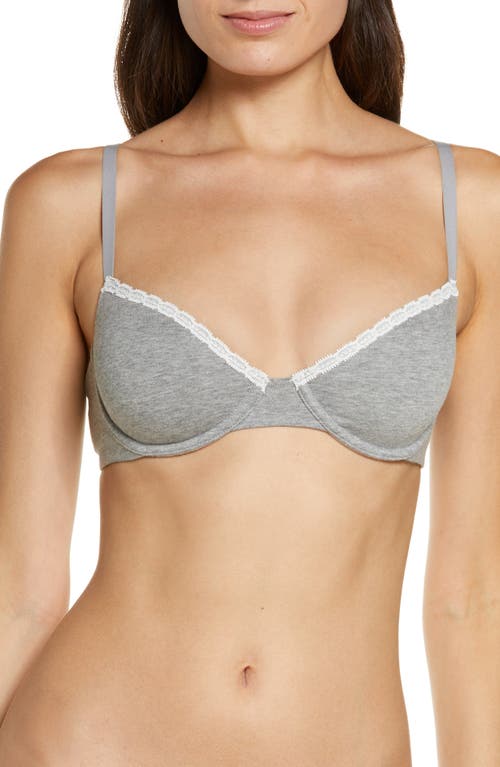 Shop Skarlett Blue Adorned Cotton Blend Underwire Bra In Heather Grey/ivory