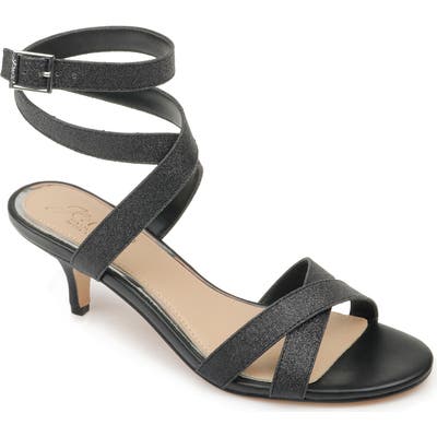 Jewel Badgley Mischka Newton Glitter Sandal, Black