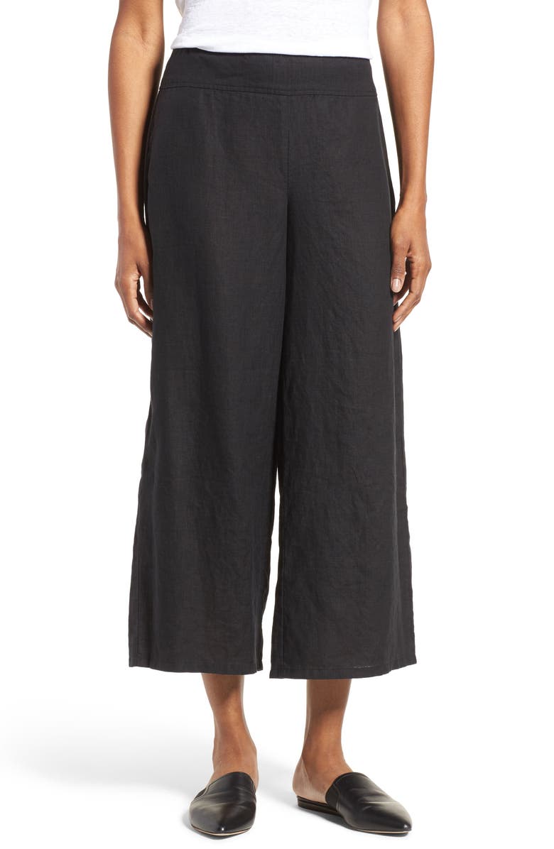 Eileen Fisher Organic Linen Crop Wide Leg Pants (Regular & Petite ...