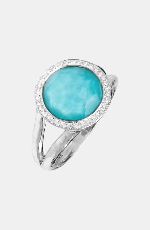 Ippolita Sterling Silver Stella Mini Lollipop Ring In Turquoise Doublet With Diamonds In Silver/turquoise