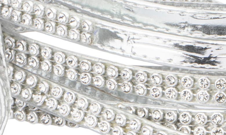 Fashion To Figure Gem Strap Croc Embossed Heeled Sandal In Silver