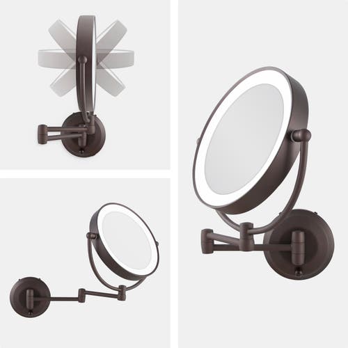 Zadro Lighted Wall Mounted Makeup Mirror With 10x/1x Magnification & Extendable Arm In Oil-rubbed Bronze
