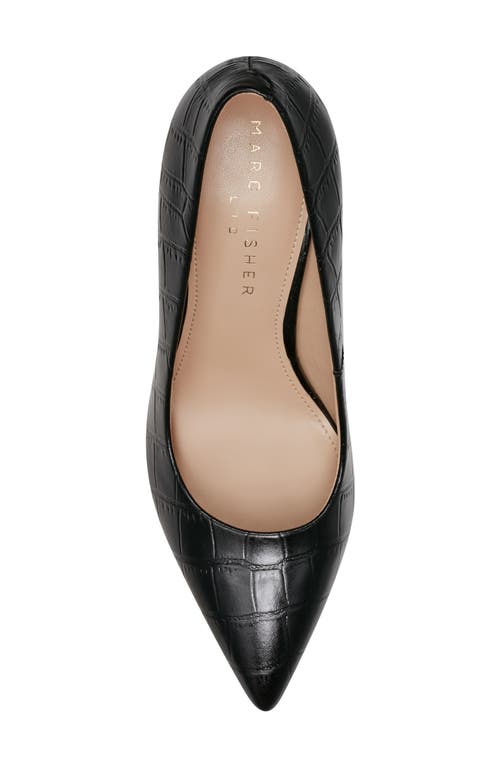 Shop Marc Fisher Ltd Genni Pointed Toe Pump In Black Croc Embossed