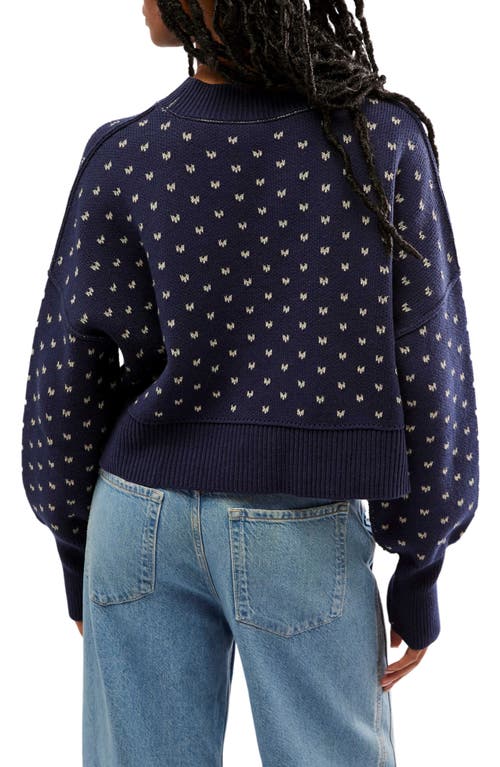 Shop Free People Easy Street Oversize Crop Sweater In Navy Combo