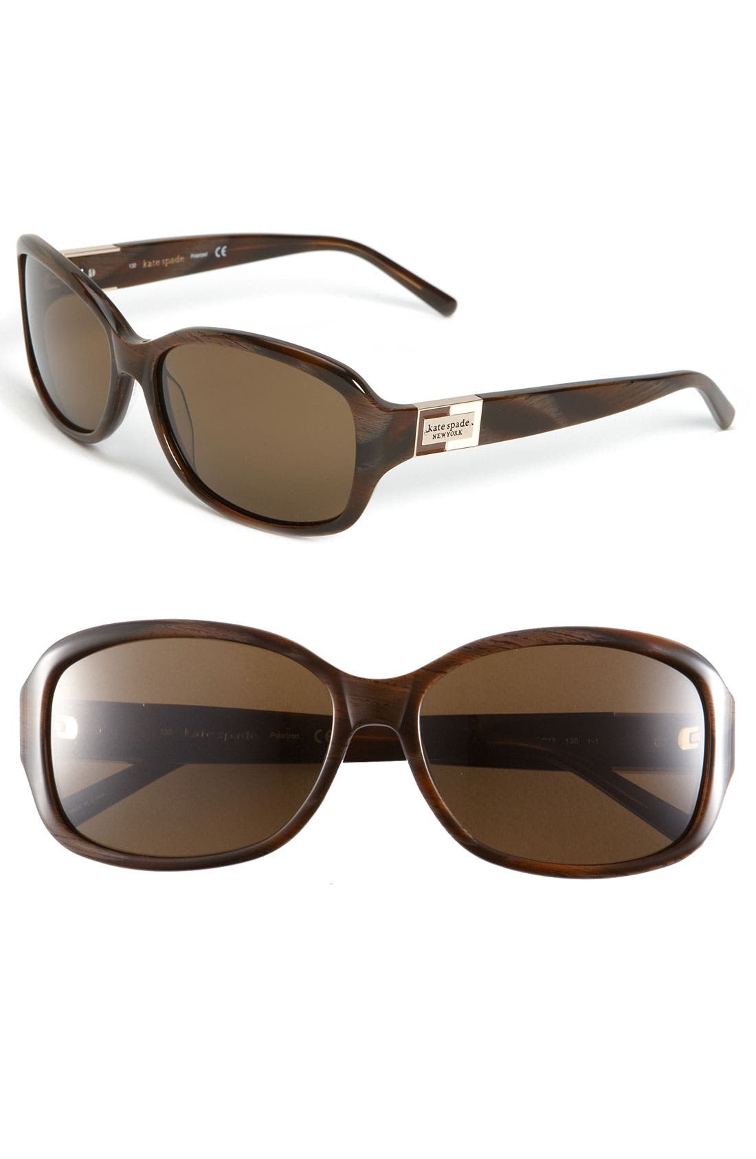 kate spade new york 'annika' 56mm polarized rectangular sunglasses in Brown  | Smart Closet