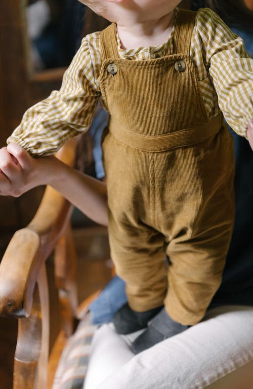 Shop Pehr Organic Cotton Corduroy Overalls In Yellow