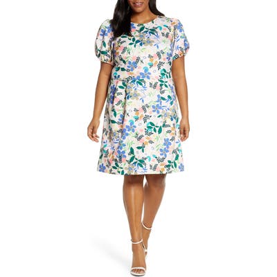 Plus Size Eloquii Puff Sleeve Sheath Dress, Pink