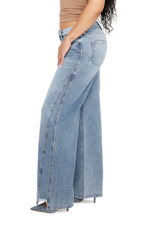 Shop Good American Good Skate Ripped Hem Wide Leg Jeans In Indigo667