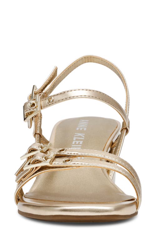 Anne Klein Women's Mackenzie Strappy Buckle Block Heel Dress Sandals In Light Gold Smooth