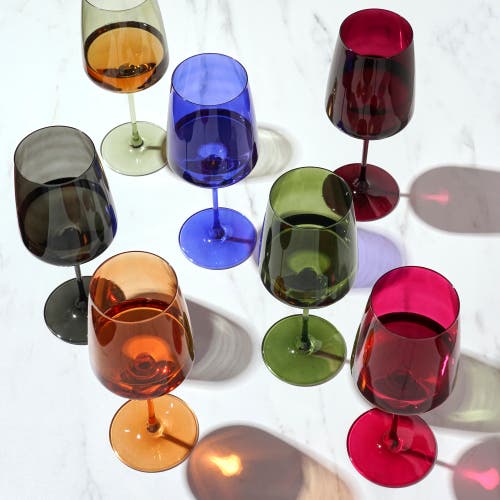 Viski Reserve Nouveau Crystal Wine Glasses Set Of 4 In Seaside