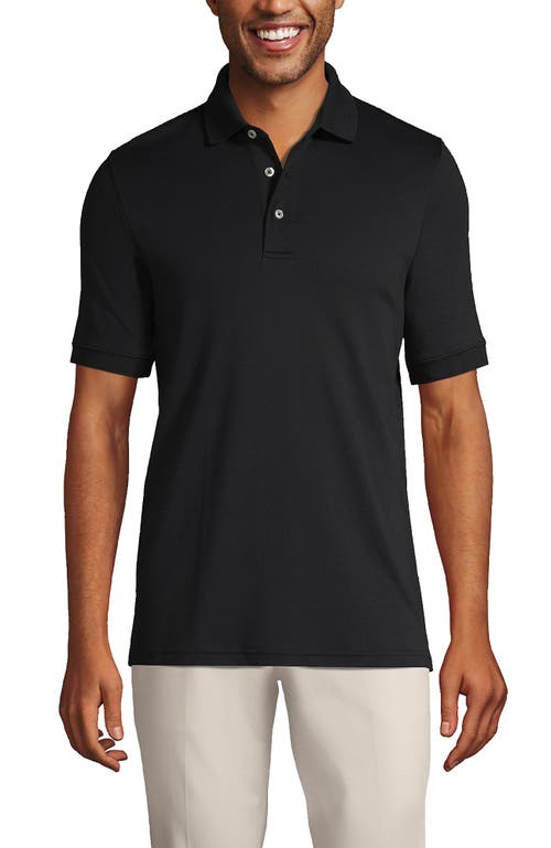 Shop Lands' End Short Sleeve Cotton Supima Polo Shirt In Black