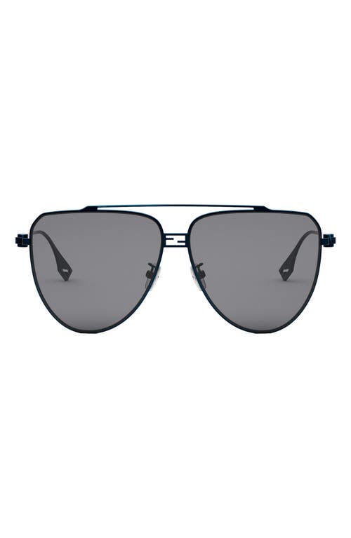 Shop Fendi ' Baguette 59mm Pilot Sunglasses In Shiny Blue/smoke