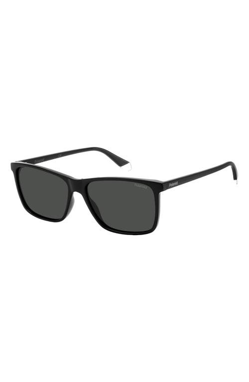 Polaroid Kids' 58mm Polarized Rectangular Sunglasses In Black/grey Polarized