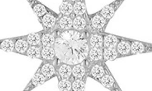 Glaze Jewelry Cubic Zirconia Stud Earrings & Star Pendant Necklace Set In Silver