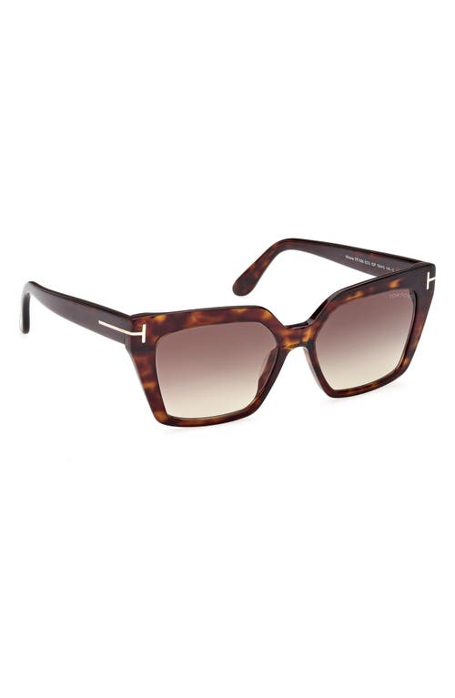 Tom Ford Havana Acetate Cat-eye Sunglasses In Shiny Havana/gradient Brown