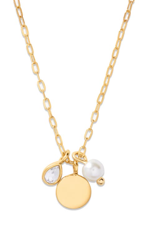 Cecilia Crystal & Imitation Pearl Charm Pendant Necklace