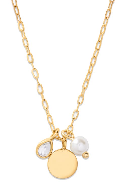 Brook and York Cecilia Crystal & Imitation Pearl Charm Pendant Necklace in Gold at Nordstrom