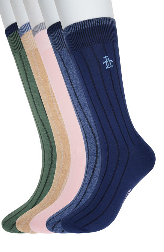 Original Penguin Assorted 5-pack Rib Dress Socks In Pink