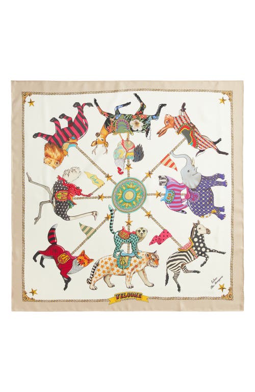 Echo Animal Menagerie Silk Square Scarf In Cream