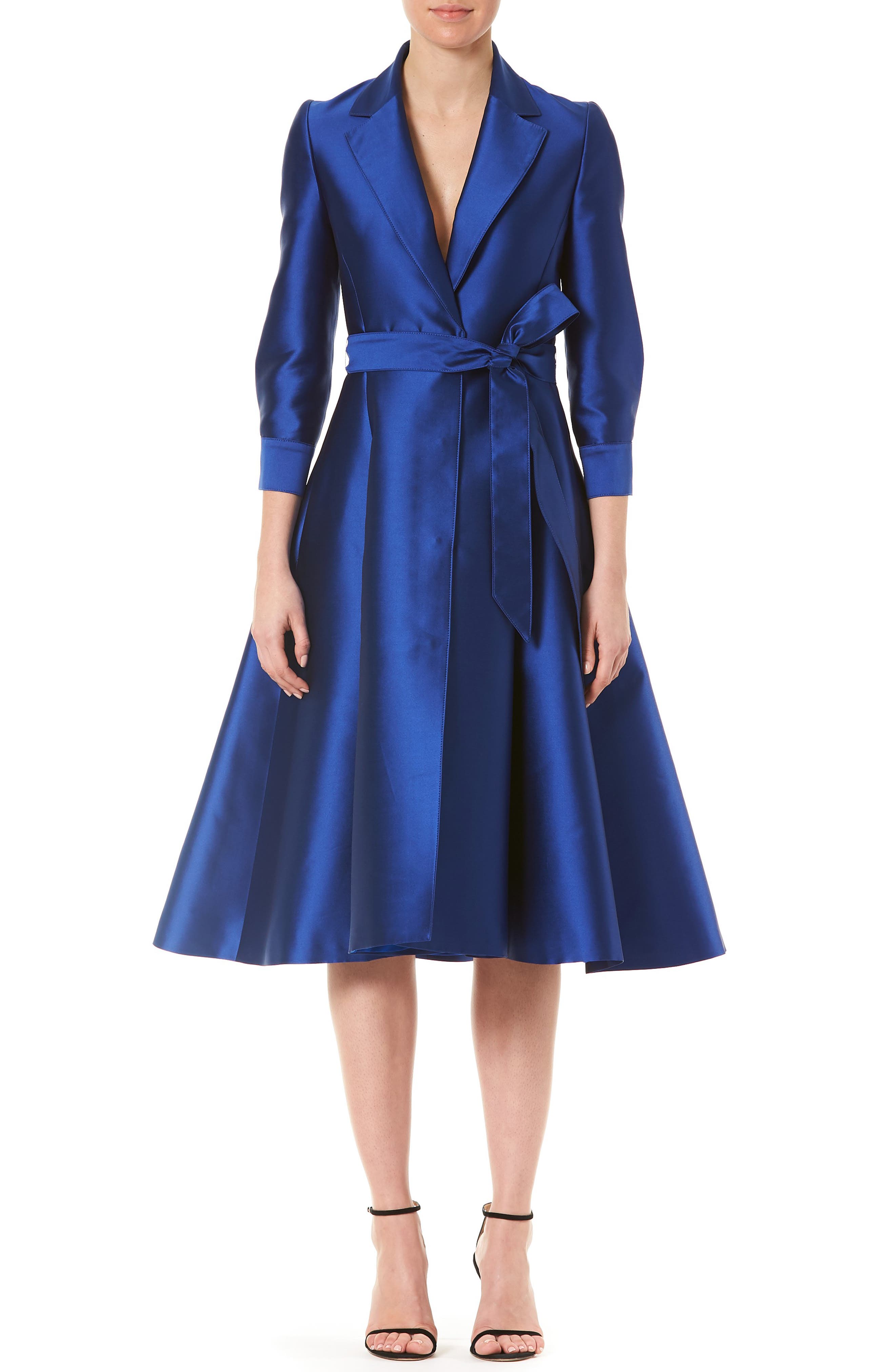 carolina herrera fit and flare dress Carolina Herrera Hydrangea-Print Organza Midi Dress