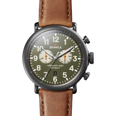 Shinola The Runwell Chrono Leather Strap Watch, 47Mm