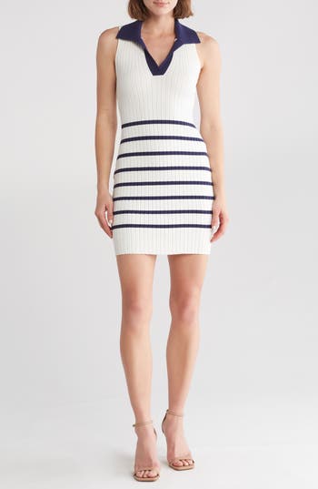 Lumiere Sleeveless Polo Knit Dress In White