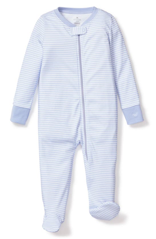 Shop Petite Plume Stripe Pima Cotton Footie In Blue