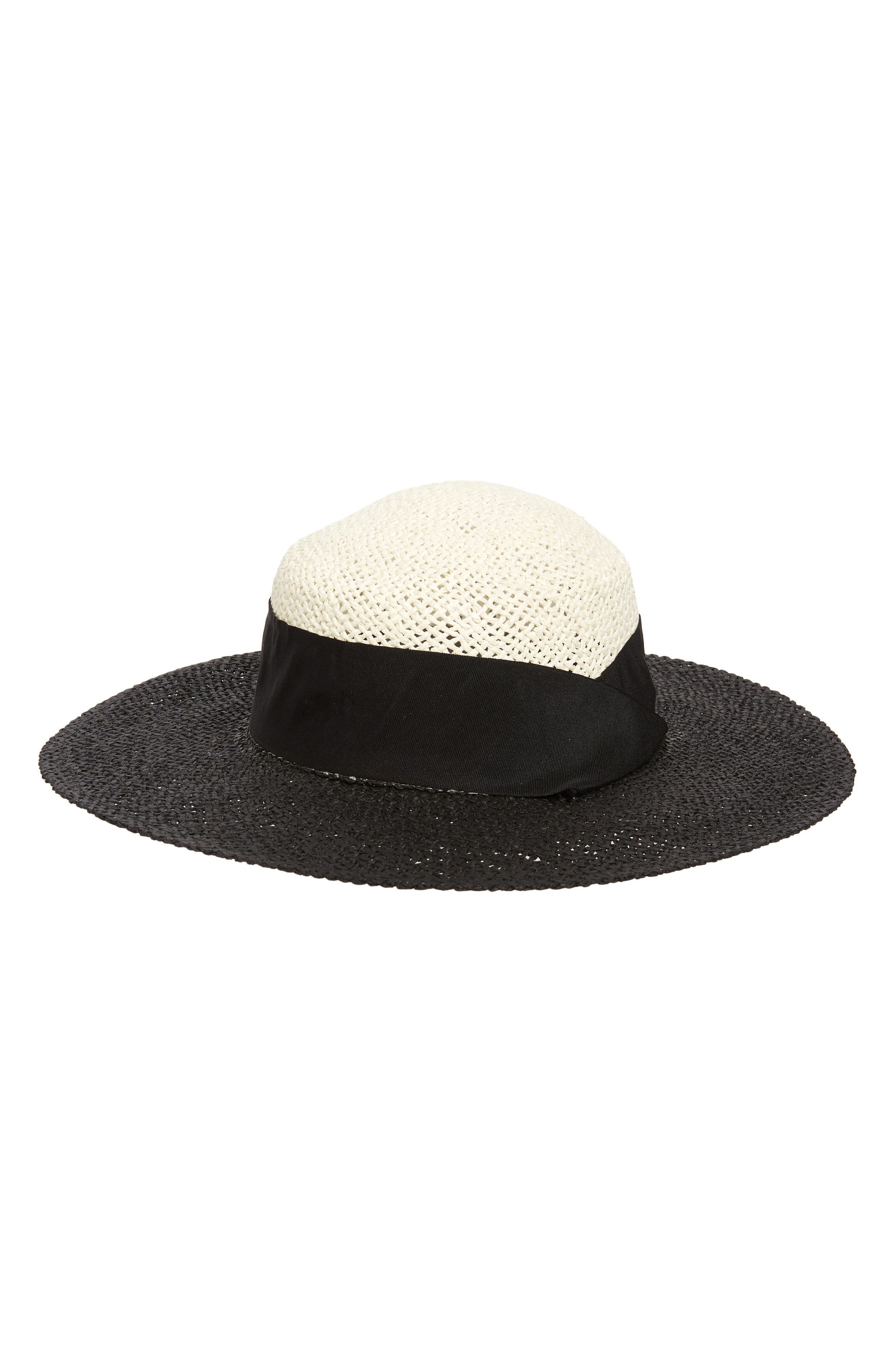 Open Edit Two-Tone Woven Boater Hat 