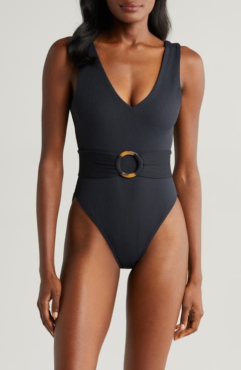 Kim Belted Rib One-Piece Swimsuit