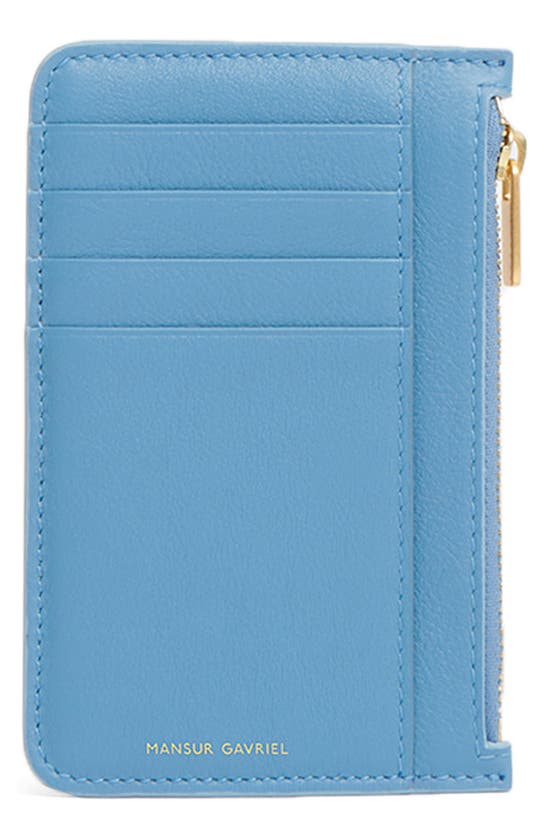 Mansur Gavriel Leather Zip Card Holder In Blue
