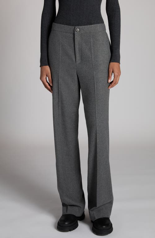 Shop Moncler Wool Blend Straight Leg Pants In Grey