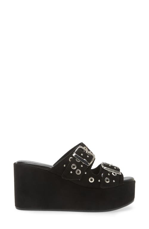 Cordani Jayne Platform Wedge Slide Sandal In Crosta Nero