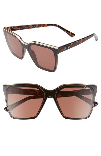 Click to view more detailed imagery on our partner's website Quay X Lizzo Level Up 55mm Sunglasses In Tortoise Gold/ Brown