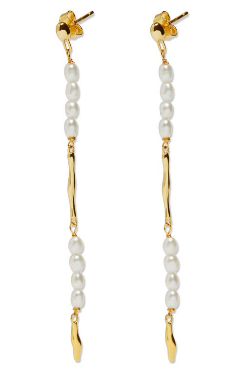 Argento Vivo Sterling Silver Freshwater Pearl Linear Drop Earrings in Gold at Nordstrom